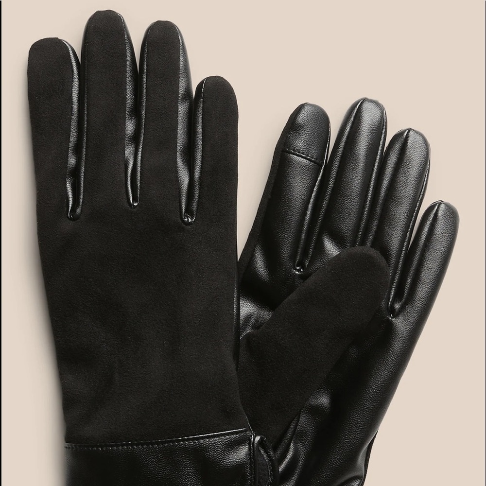 Banana republic vegan suede leather gloves color black nwt